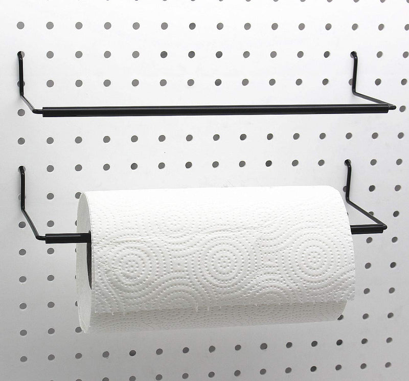 Paper Towel Holder for Pegboard, Extendable, Fit Any Standard Pegboard, Pegboard Organization Accessory Hook for Workshop, Garage, Kitchen, Laundry Room, Bathroom 2 Packs, Black (2 PCS) 2 PCS - NewNest Australia