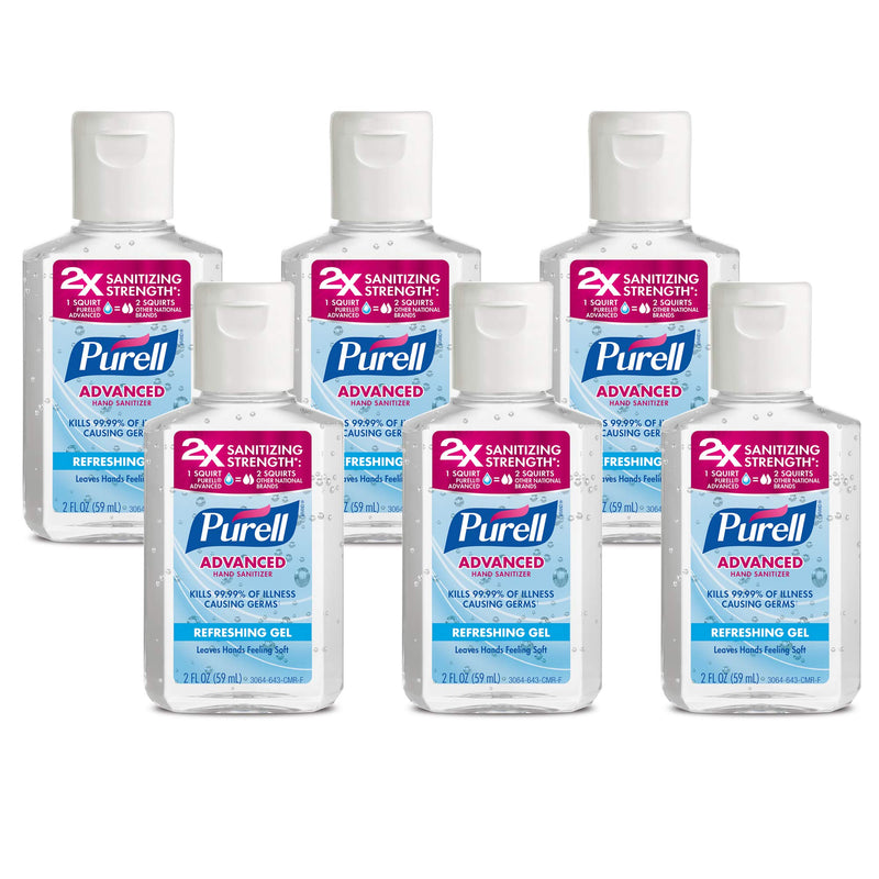 Purell Advanced Hand Sanitizer Refreshing Gel, Clean Scent, 2 fl oz Travel Size Flip Cap Bottle (Pack of 6) – 3155-04-EC - NewNest Australia