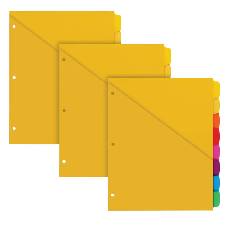 Oxford Write ’n Erase Plastic Binder Dividers, 8 Tab, Slash Pocket, Write On Tabs, Erase Ballpoint Pen, Marker, Pencil, Asstd. Colors, 3 Sets (89993) - NewNest Australia