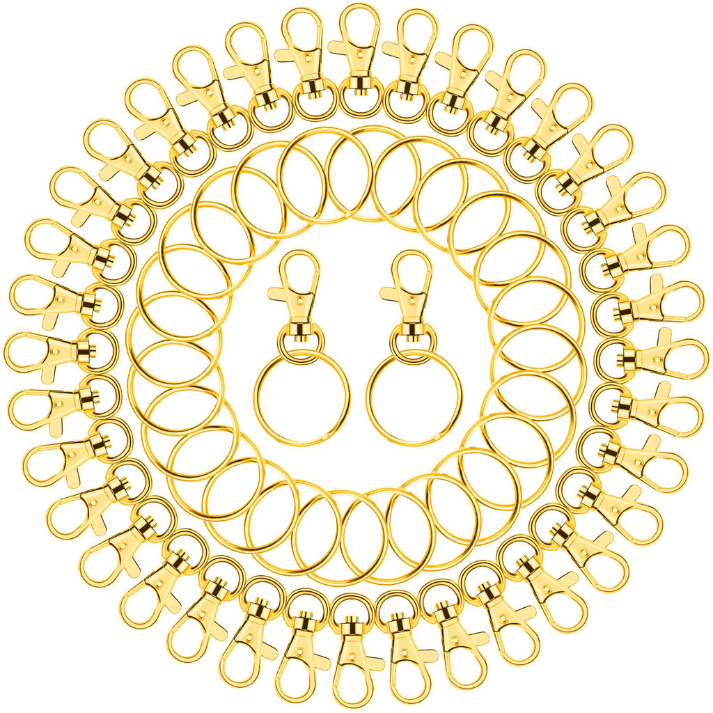 Gold Keychain Rings for Craft, Paxcoo 100pcs Keychain Hardware Kit Includes 50Pcs Key Chain Hooks and 50pcs Key Rings, Bulk Keychain Making Supplies for Resin Craft, Acrylic Blanks Gold - NewNest Australia