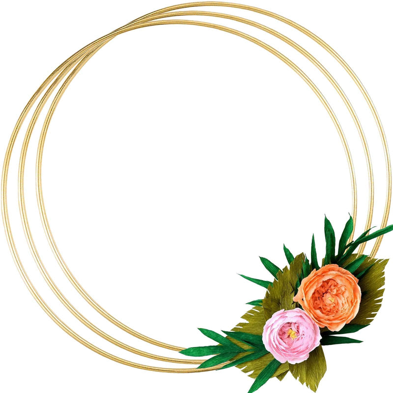 3 Pack 14 Inch Large Metal Floral Hoop Wreath Macrame Gold Hoop Rings for Making Wedding Wreath Decor and DIY Dream Catcher Wall Hanging Crafts - NewNest Australia
