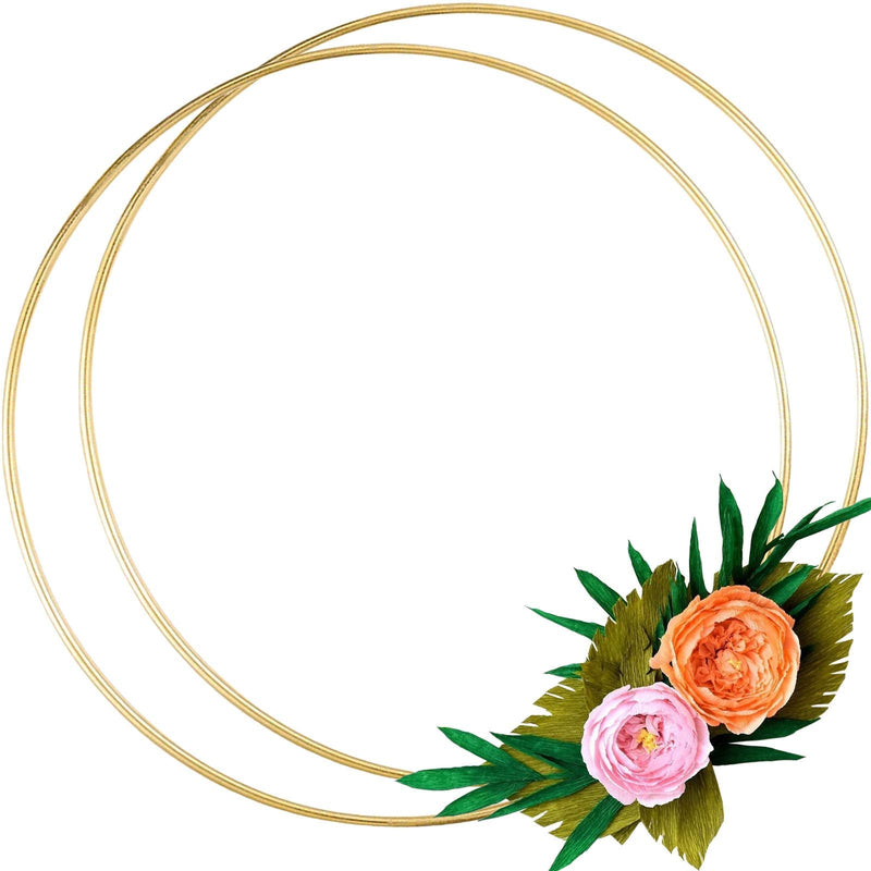 2 Pack 14 Inch Large Metal Floral Hoop Wreath Macrame Gold Hoop Rings for Making Wedding Wreath Decor and DIY Dream Catcher Wall Hanging Crafts - NewNest Australia