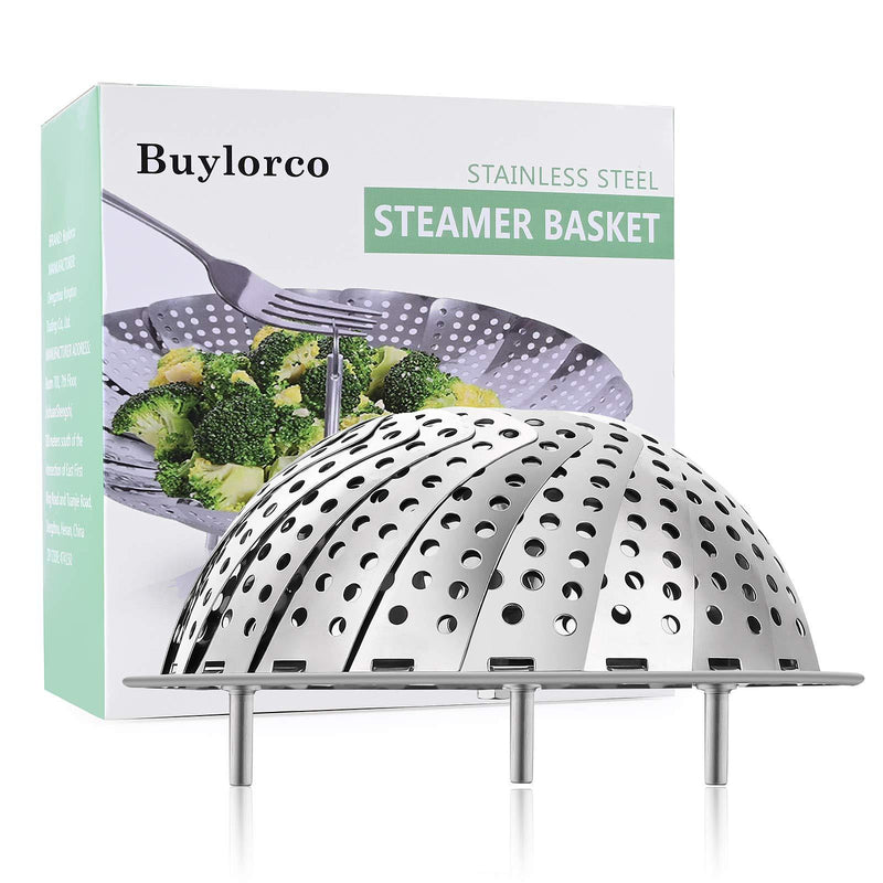 Buylorco Steamer Basket Stainless Steel Folding Vegetable Steamer Insert Steamer Cookware for Veggie Seafood Cooking (fit for 5" to 9" pots) Small - NewNest Australia