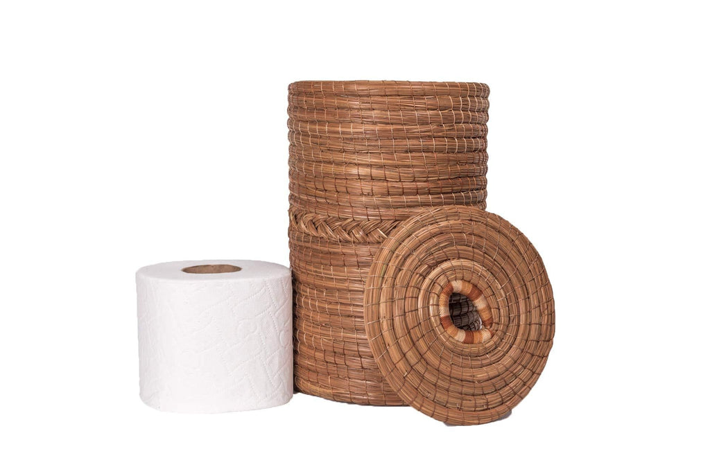 JOSE ARTESANO Pine Needle (Ocoxal) Toilet Paper Holder Stand, 6.3 in X 9.8 in, 100% Sustainable, Natural, Rustic, Organic and Vegan - NewNest Australia