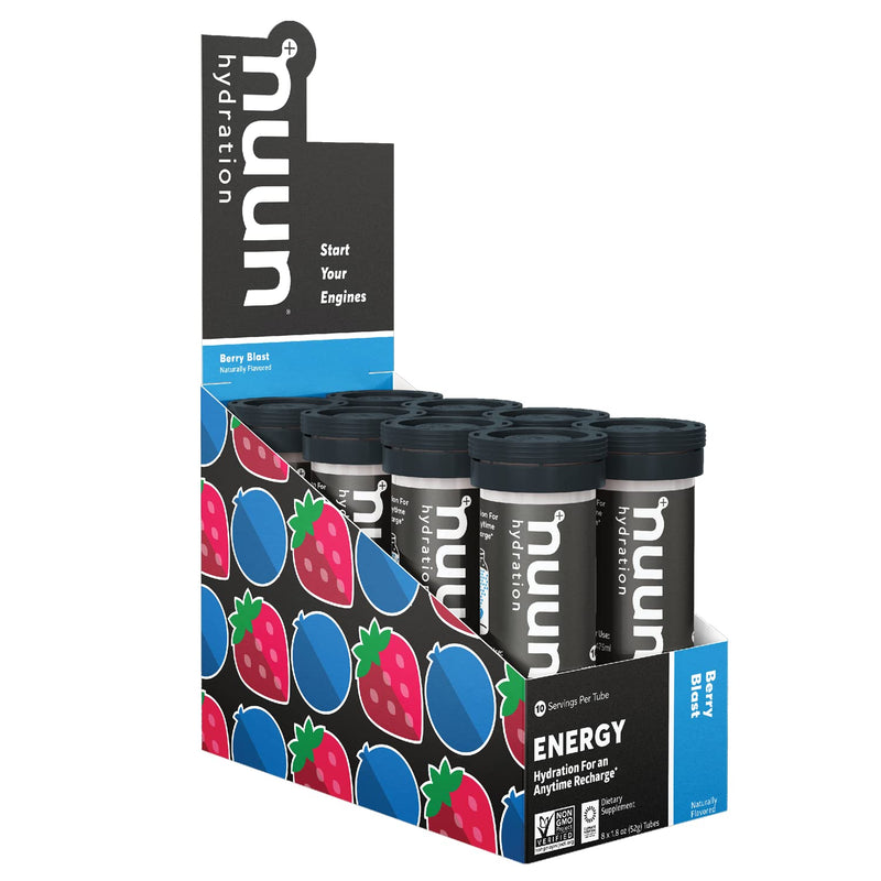 Nuun Energy: Caffeine, B Vitamins, Ginseng, Electrolyte Drink Tablets, Berry Blast, 80 Servings Box of 8 Tubes - NewNest Australia