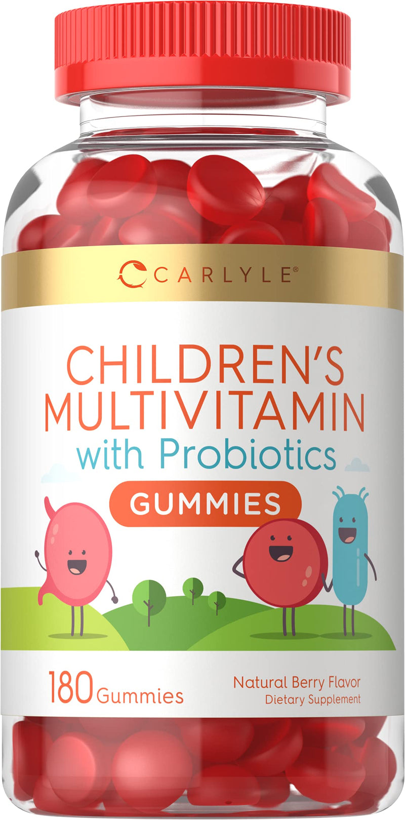Children's Multivitamin Gummies with Probiotics | 180 Chewables | Natural Berry Flavor | Vegetarian, Non-GMO, Gluten Free Kids Supplement | by Carlyle - NewNest Australia