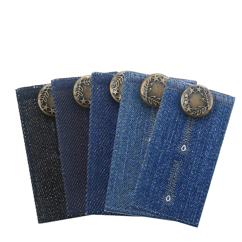 Waistband Extenders by Johnson & Smith | Button Extender for Pants | Denim Material | Pack of 5 Shades | Premium Metal Buttons | 2 Button Holes | Button Extender for Jeans - NewNest Australia