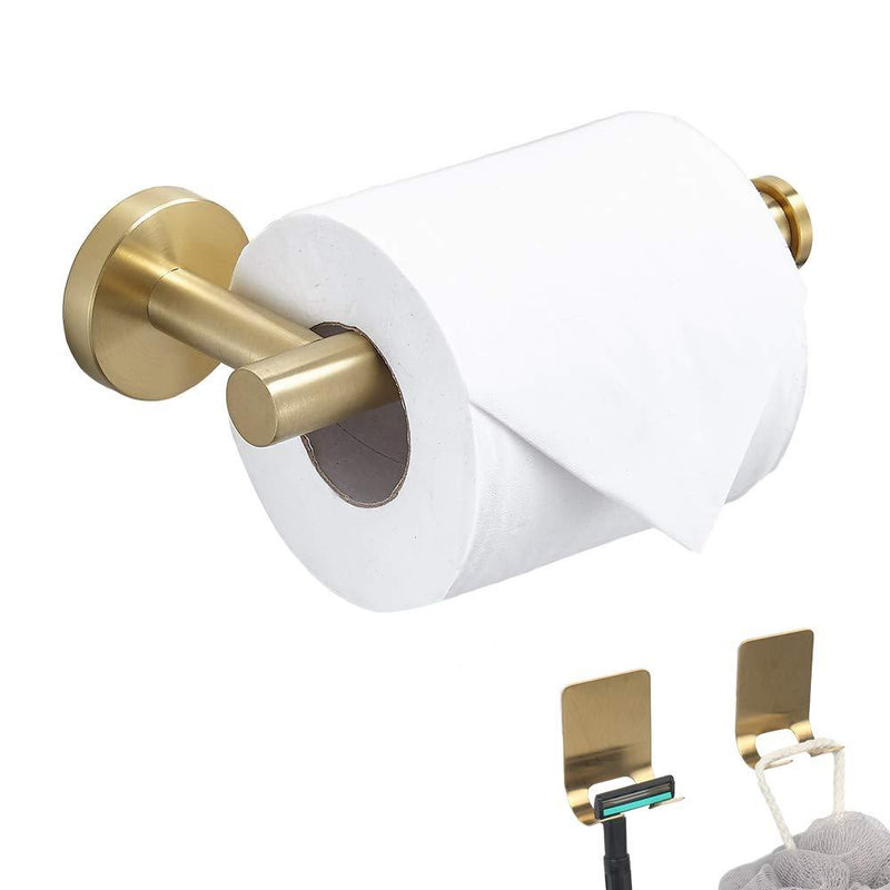 TocTen Toilet Paper Holder-Toilet Paper Roll Holder Wall Mounted for Bathroom with 2 Razor Holders, Thicken Stainless Steel Drilling Tissue Paper Dispenser for Toilet, Kitchen Office (Brushed Gold) Brushed Gold - NewNest Australia