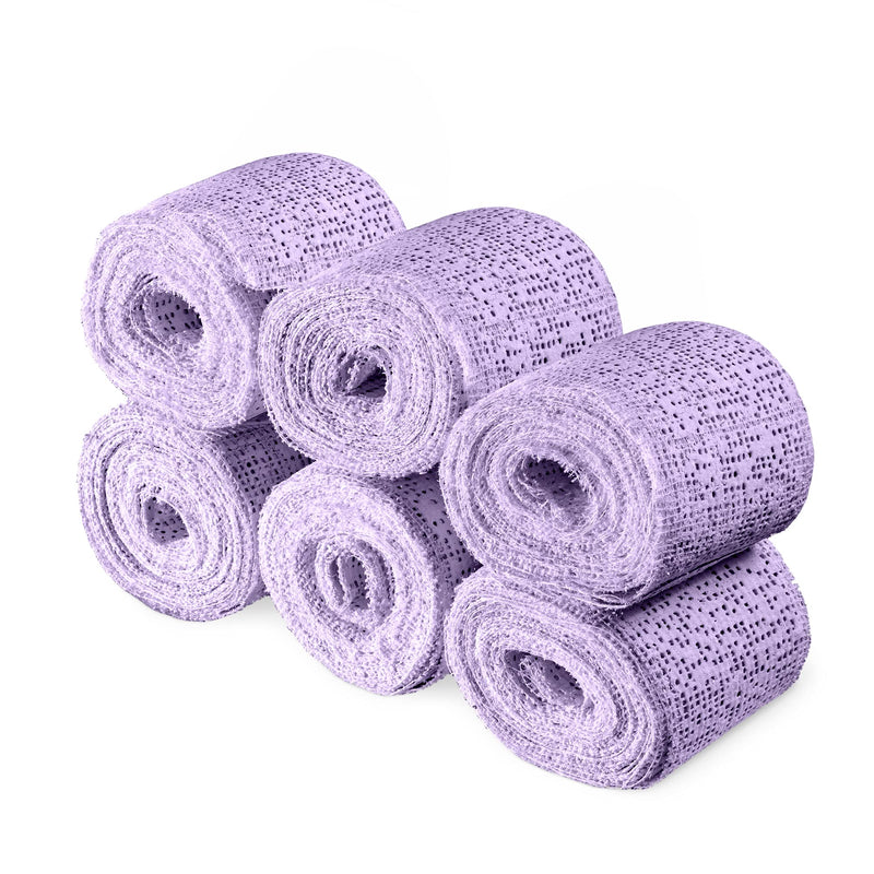 Navaris Plaster Cloth Rolls (S, Pack of 6) - Gauze Strips Wrap Bandages for Body Casts, Craft Projects, Belly Molds - 2" Wide x 118" Long, Violet S Purple - NewNest Australia