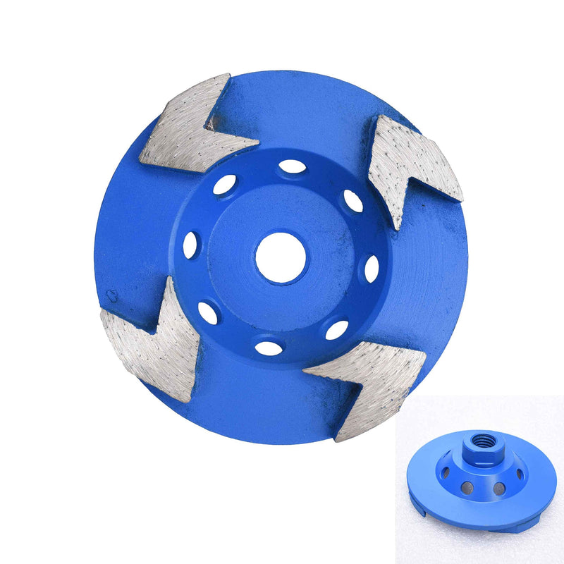 ACTINTOOL 4 in. x 5/8-11 in. Threaded Arbor 4 Pcs Arrow Segments Diamond Grinding Cup Wheel for Concrete and Coating Removing (5/8"-11 Threaded) 5/8"-11 Threaded - NewNest Australia