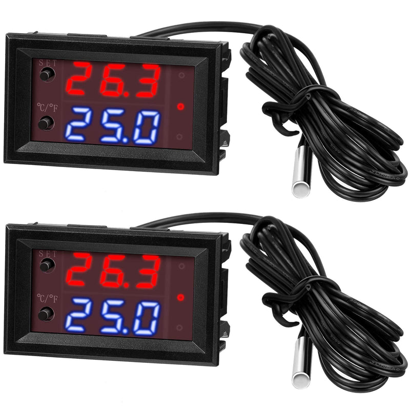 DC 12V Electronic Temperature Controller Programmable -50 to 110 Degree Celsius Heating/ Cooling Thermostat Control Switch Module NTC Waterproof Sensor Probe Dual Color LED Display Monitor (2 Pieces) 2 - NewNest Australia