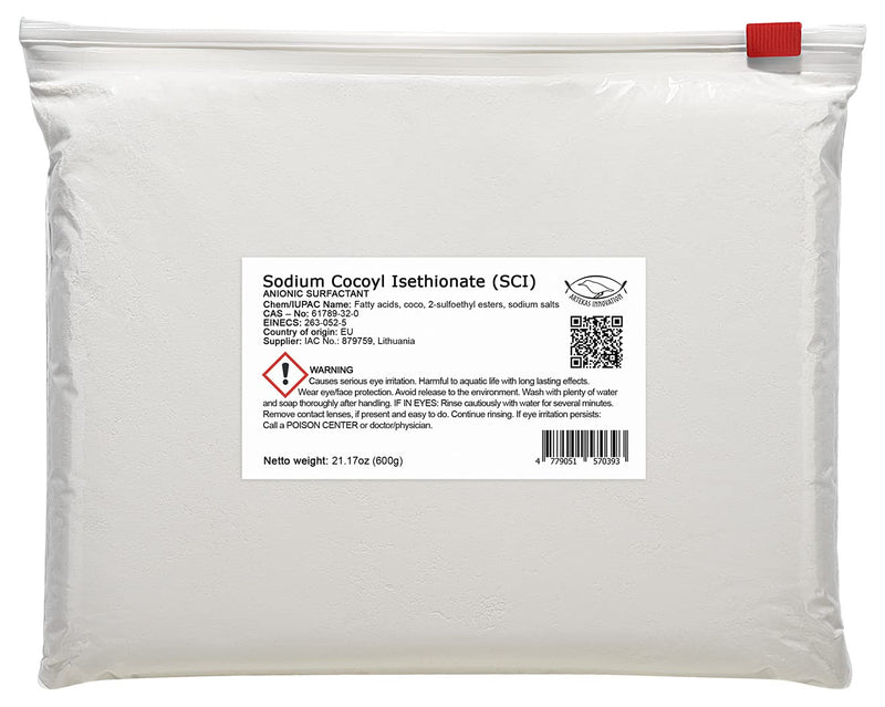 Artekas Innovation Sodium COCOYL ISETHIONATE (SCI) - 600 g (21.17oz) - Anionic, Foaming Surfactant - Powder,White 600 g | 21.17 Ounce - NewNest Australia