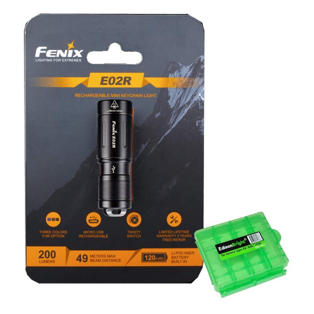 Fenix E02R 200 Lumen Mini USB Rechargeable EDC Keychain Flashlight with EdisonBright charging cable carrying case (Black) Black - NewNest Australia