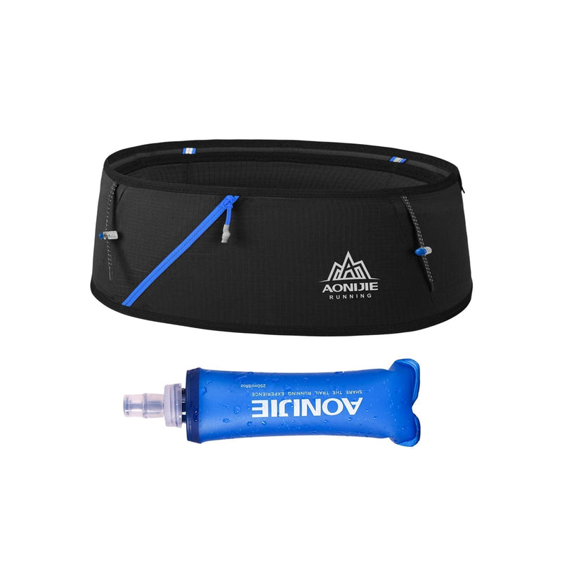 Running Pouch Belt Waist Pack Fanny Bag with 250ml Soft Water Bottle, Bounce Free Fashion Workout Jogging Travelling Money Pocket Belt for Women (Black, S/M) Black - NewNest Australia