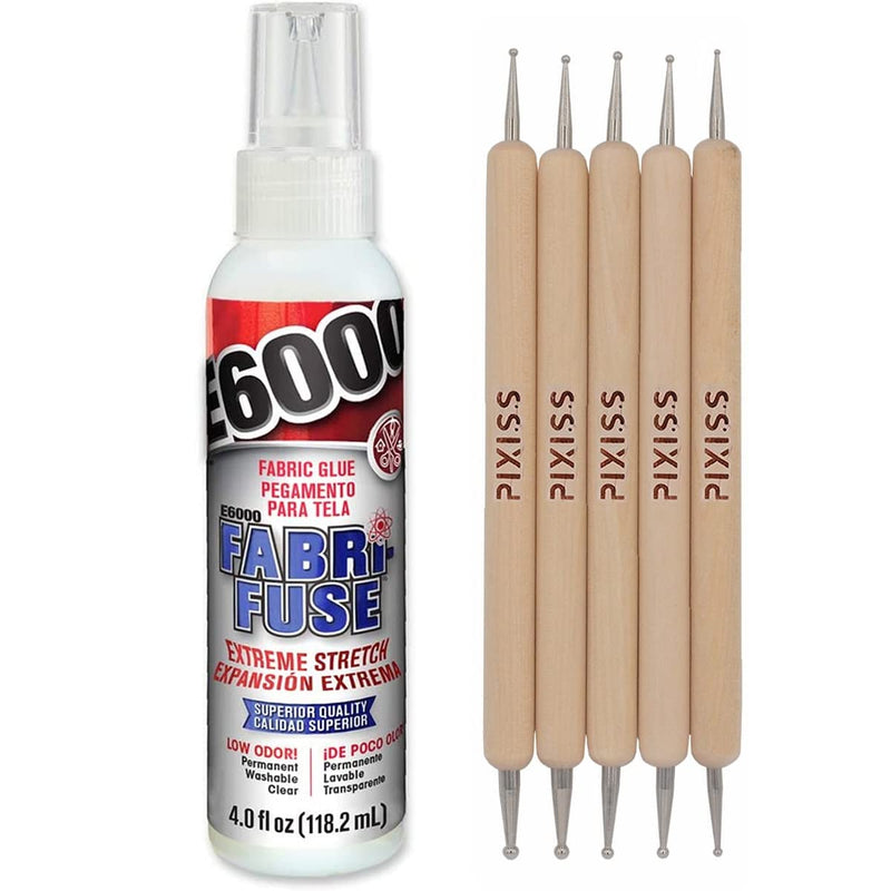 E6000 Fabri-Fuse Fabric Adhesive Glue (4-Ounce), for Rhinestones, Gems, 5-Pack Pixiss Wooden Handle Stylus Applicator Pens - NewNest Australia