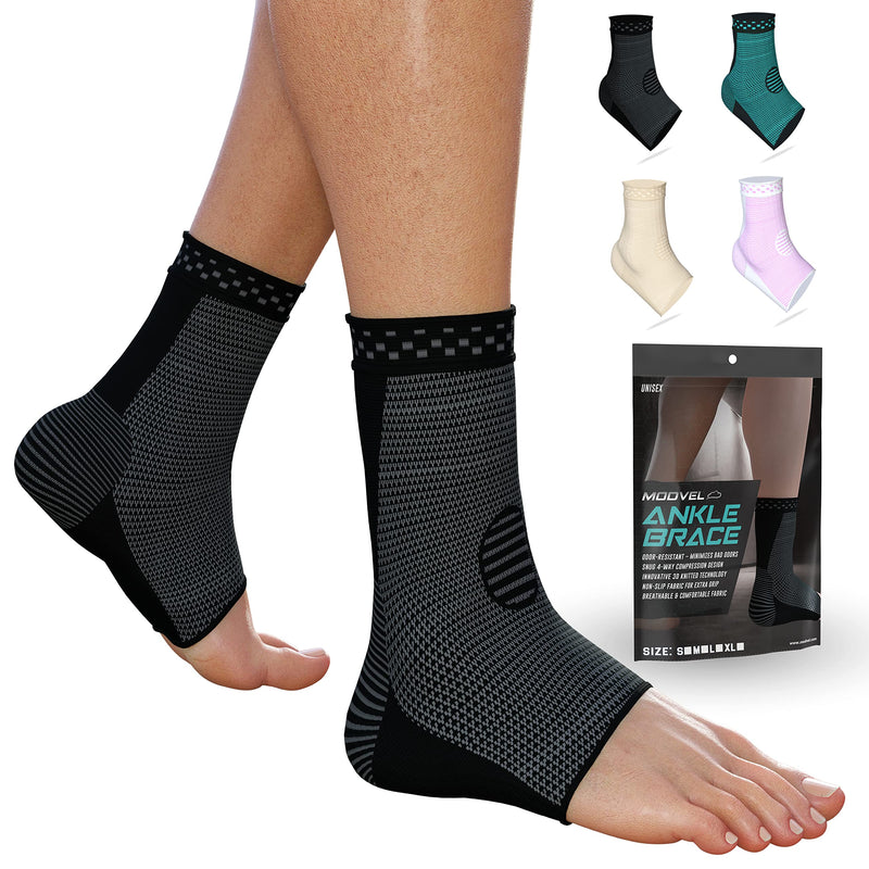MODVEL 2 Pack Ankle Brace Compression Sleeve | Injury Recovery, Joint Pain | FSA or HSA eligible | Achilles Tendon Support, Plantar Fasciitis Foot Socks with Arch Support Small A Black - NewNest Australia