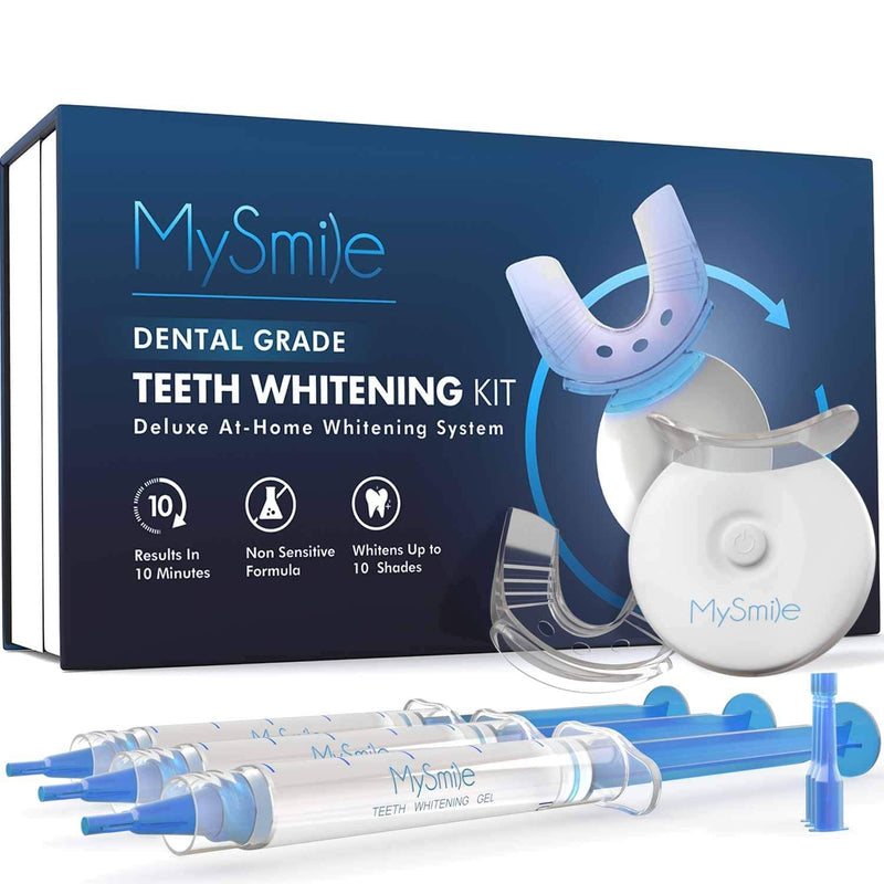MySmile Teeth Whitening Kit with LED Light, 10 Min Non-Sensitive Fast Teeth Whitener with 3 Carbamide Peroxide Teeth Whitening Gel, Helps to Remove Stains from Coffee, Smoking, Wines, Soda, Food - NewNest Australia