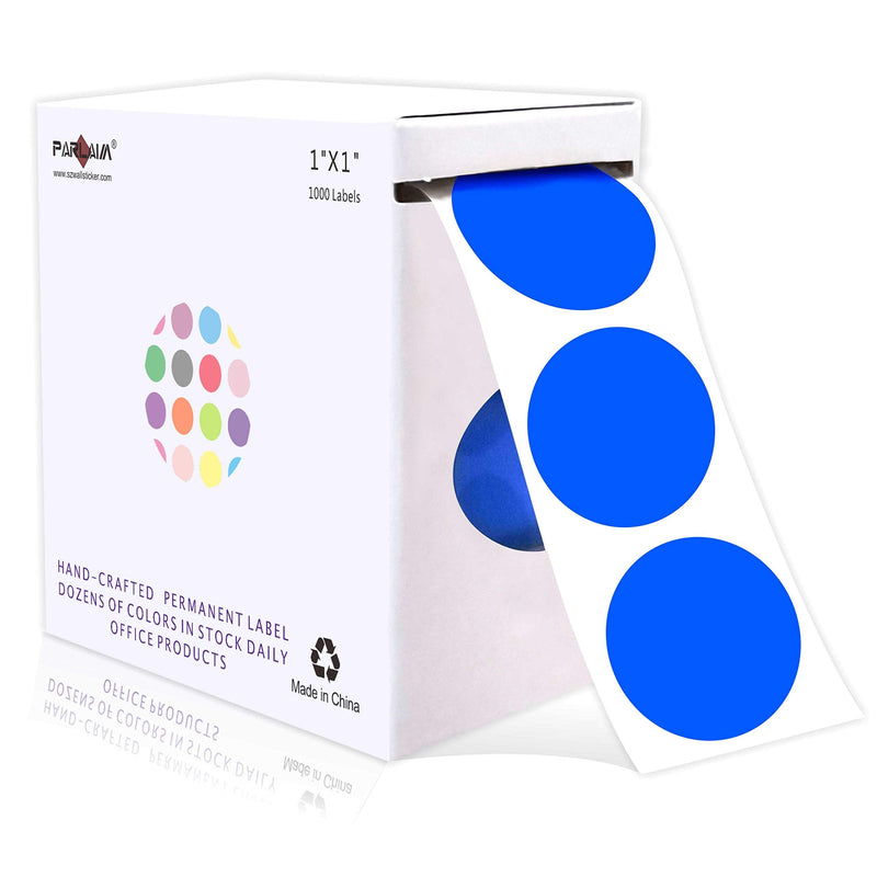 PARLAIM 1 Inch Round Permanent Adhesive Color-Code Dot Stickers,1000 per Roll dots Label Dispenser Box ,Bright Blue Circle Stickers Label for Office Classroom (Blue) - NewNest Australia