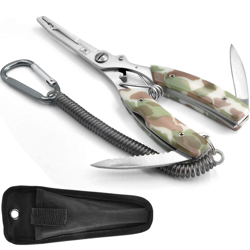 SAWKIT Portable Fishing Pliers,Fish Hook Remover,Stainless Steel Line Cutter Curved Nose Remove Hook Fishing Tackle Tool with Nylon Sheath Fishing Plyers Fishing Gear Set - NewNest Australia