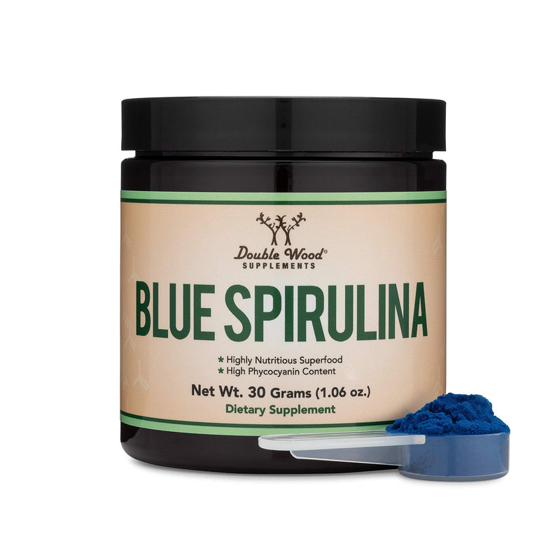 Blue Spirulina Powder - Maximum 35% Phycocyanin Content, Superfood from Blue-Green Algae, Mixes into Smoothies and Protein Drinks, Natural Food Coloring (One Month Supply) by Double Wood Supplements - NewNest Australia