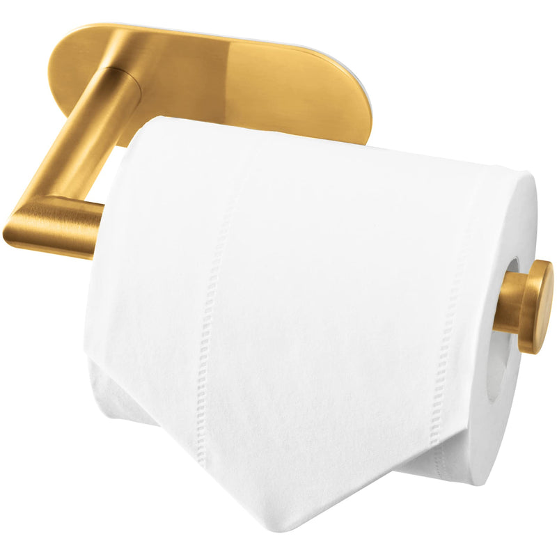 HITSLAM Gold Toilet Paper Holder Adhesive, Stainless Steel Self Adhesive Toilet Paper Roll Holder for Bathroom Brushed Brass - NewNest Australia