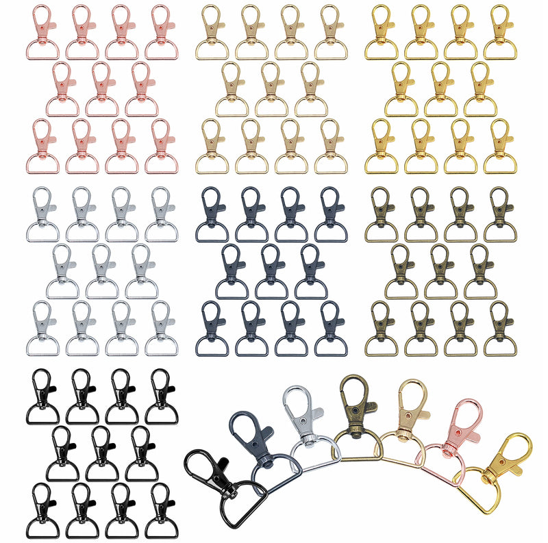 80 Pack Lanyard Swivel Snap D Ring Hooks for Crafts and Purse Hardware (1.5” L X 0.75” W) 7 Colors - NewNest Australia