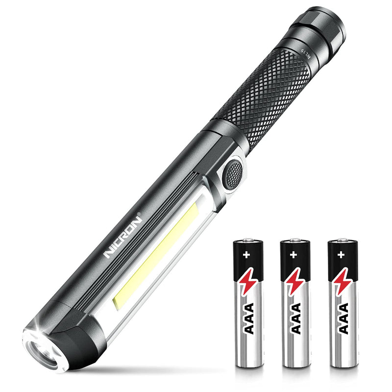 Worklight Flashlight Pocket COB Magnetic Base Work Light, 500 Lumens Inspection Pen Light 5 Modes LED Flood Beam NICRON WL15 Handheld Led Flashlight 3AAA For Car Repair, Household And Outdoor Use - NewNest Australia