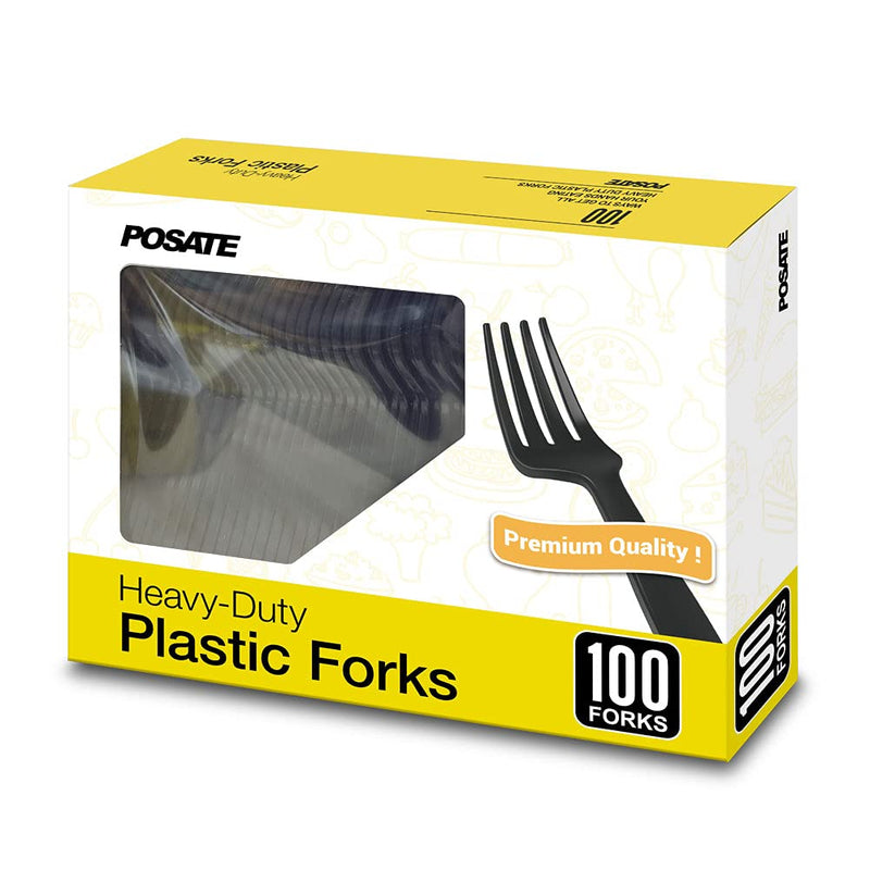 Disposable Forks, Plastic Forks, Pack of 100, Black, Disposable Utensils for Party Supply - NewNest Australia