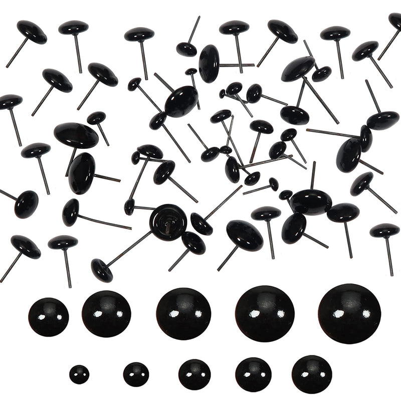 TOAOB 100pcs Black Glass Eyes Kits 3mm to 12mm Assorted Sizes for Crafts Needle Felting Bears Dolls Decoys Sewing 3/4/5/6/7/8/9/10/11/12mm - NewNest Australia