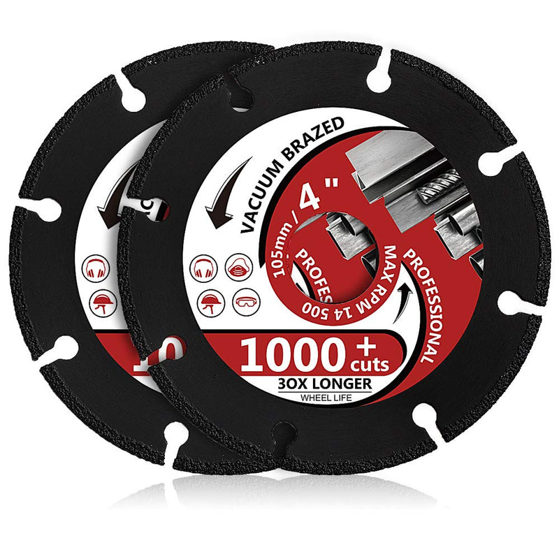 2Pcs/Lot 4“ Diamond Metal Cutting Disc Diamond Cut off Wheel for All Purpose Cutting of Metal including Rebar, Sheet Metal, Ductile Pipe, Angle Iron, Stainless Steel and Similar Materials (4-2pcs) 4-2pcs - NewNest Australia
