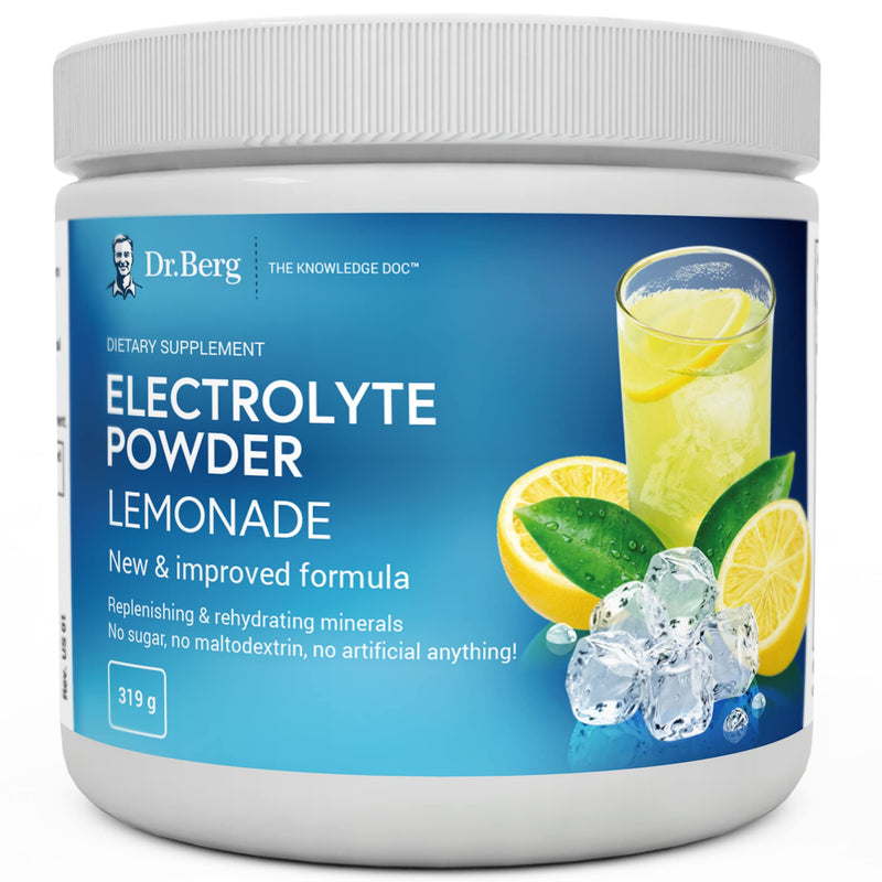 Dr. Berg's Original Electrolyte Powder Lemonade - Hydration Drink Mix Supplement, Boosts Energy & Keto-Friendly - NO Maltodextrin & Sugar-Free - No Ingredients from China - Lemon Flavor 50 Serving Lemonade - 50 Servings - NewNest Australia