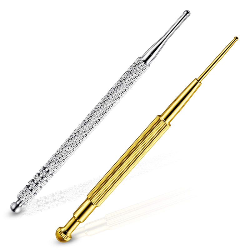 2 Pieces Facial Reflexology Massage Tool Retractable Acupuncture Pen, Stainless Steel Double Headed Spring Loaded Ear and Body Point Probe Pen (2 Pieces) 2 - NewNest Australia