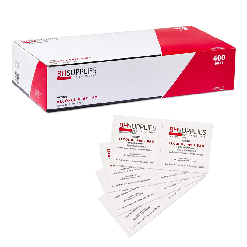 BH Supplies Alcohol Prep Pad Sterile, Medium 2-Ply, 400 count - Saturated With 70% Alcohol - NewNest Australia