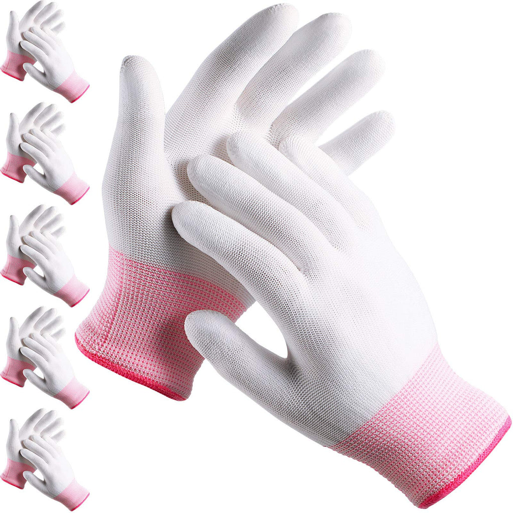 6 Pairs Quilting Gloves for Free-Motion Quilting, Machine Quilting Gloves, Lightweight White Nylon Quilting Gloves for Sewing Quilters (Pink,S) Pink S - NewNest Australia