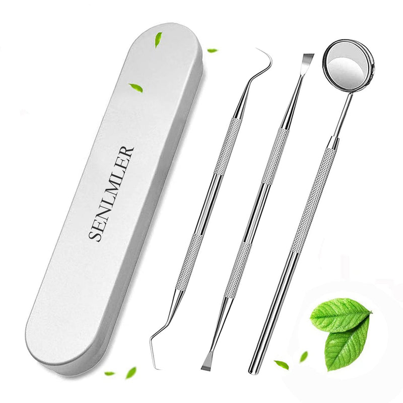 SENLMLER Professional Dental Pick Tools Kit, Teeth Cleaning Calculus Remover Tool for Dentist, Personal Using, Pets Oral Care Set with Dental Mirror Dental Tartar Scraper Dental Probe and Storage Box Style 1 - NewNest Australia