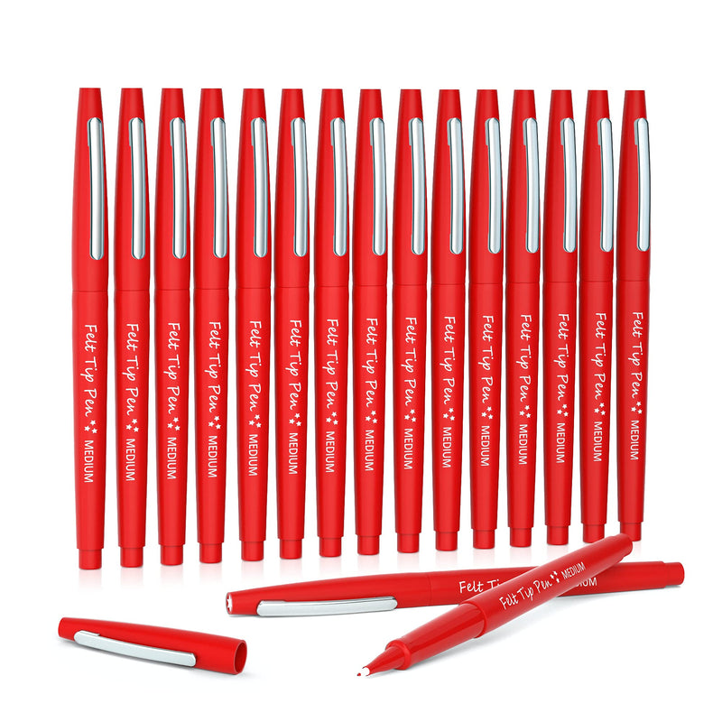 Lelix Felt Tip Pens, 15 Red Pens, 0.7mm Medium Point Felt Pens, Felt Tip Markers Pens for Journaling, Writing, Note Taking, Planner, Perfect for Art Office and School Supplies - NewNest Australia