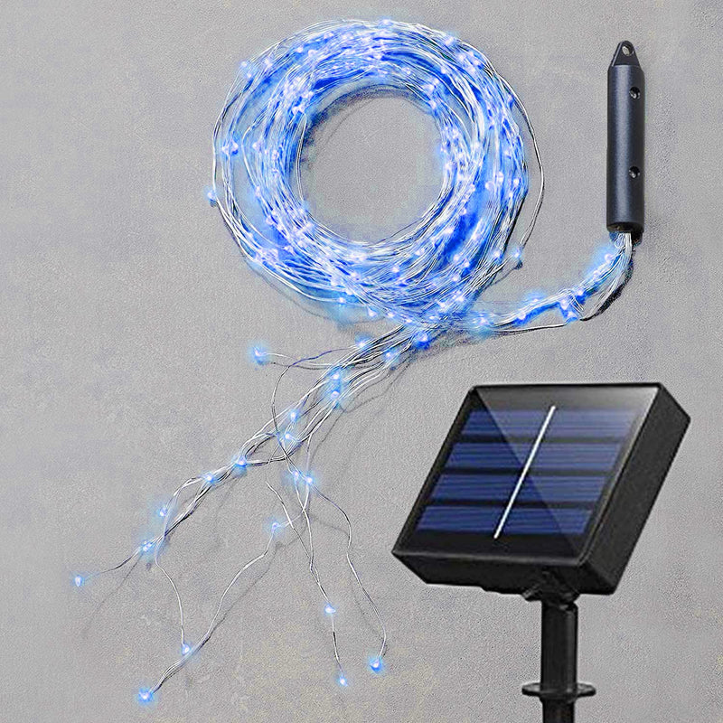 Soltuus Solar Powered Fairy String Lights Blue, Multi Strand Watering Can Light 180 LEDs Outdoor, Waterproof Waterfall Fairy Lights, Firefly Bunch Lights - NewNest Australia