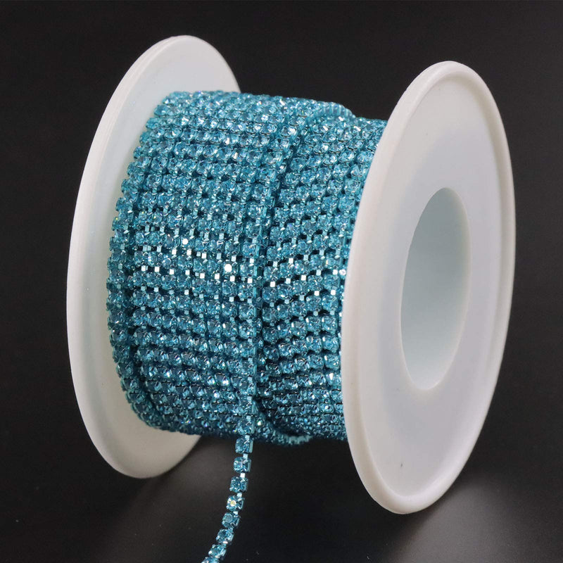 Jerler 10 Yards Crystal Rhinestone Trim Close Chain for Sewing Crafts Ideal Wedding Party DIY Decoration (Acid Blue, 2.0mm) Acid Blue - NewNest Australia