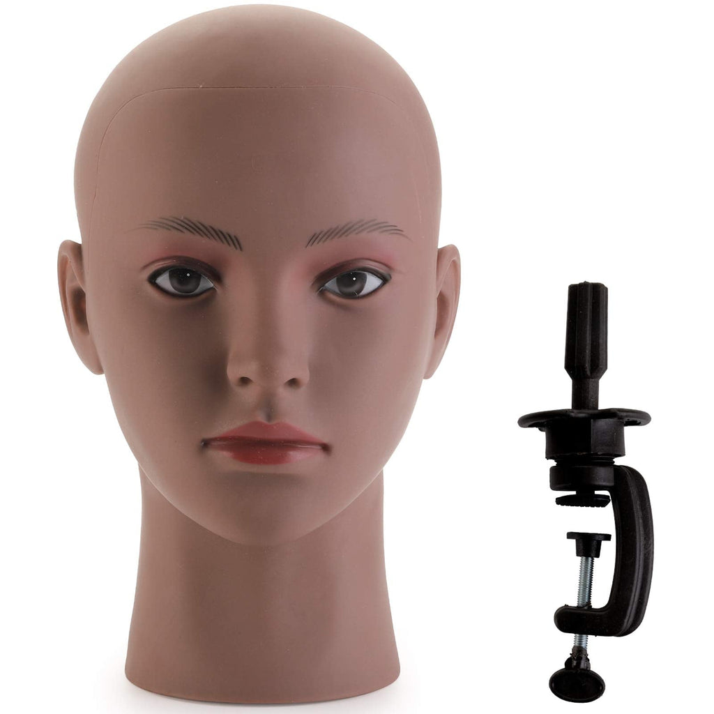 Hedume Afro American Mannequin Head with Clamp, Bald Manikin head, Black Styrofoam Mannequin Head for Wigs, Hat, Glasses Display - NewNest Australia