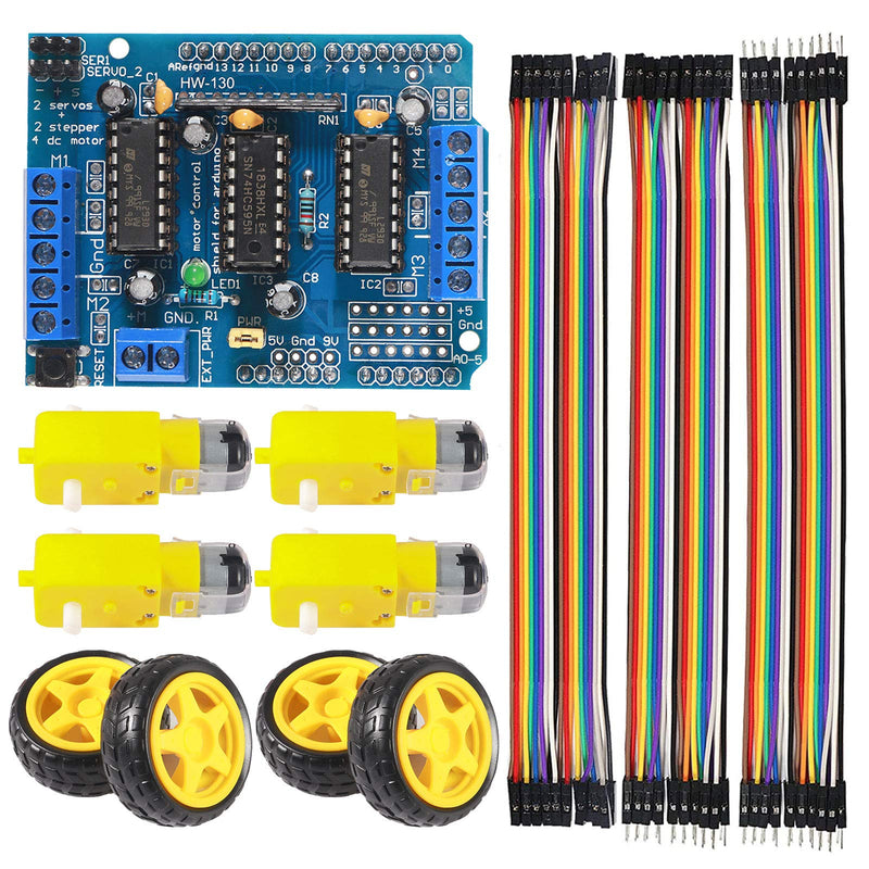 ALAMSCN L293D Motor Drive Controller Motor Control Expansion Board DIY Smart Car Kit for Arduino with DC TT Motors Wheels - NewNest Australia