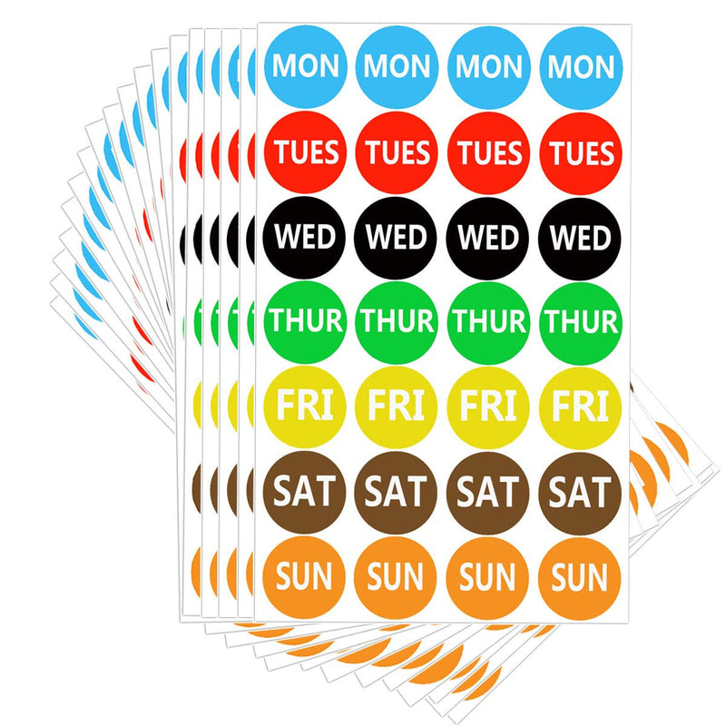 7 Days of The Week Labels Color Coding Dot Round Self Adhesive Stickers, 1" Round Dot Stickers - Mon, Tue, Wed, Thurs, Fri, Sat Sun - Food Rotation Labels (500 Pcs) - NewNest Australia