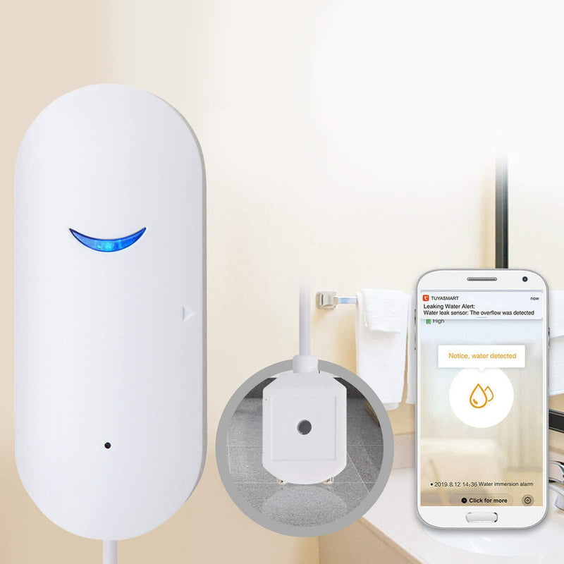 1 Pack Smart Water Leak Sensor Detector Alarm, WiFi Home Water Leak Detector Alert Leak and Drip APP Alerts Detectors, for Kitchen Bathroom Basement Warehouse Shop 1 Pack-white - NewNest Australia