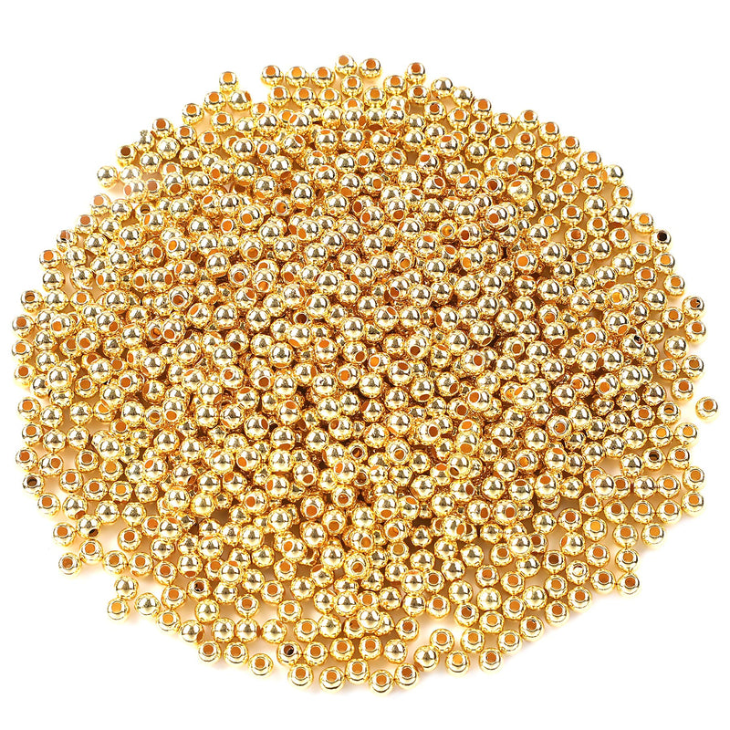 1200Pcs 4mm Smooth Round Beads Gold Spacer Loose Ball Beads for Bracelet Jewelry Making Craft - NewNest Australia