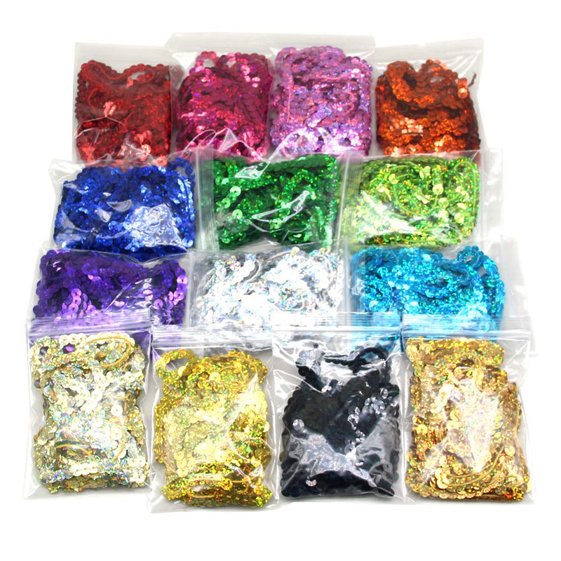 Laser Sequins 6mm Wide 140 Yard Mixed 14 Color,Handmade Crafts Environmental Flat Sequin Strip Trim on Strings for Crafts, Fringe, and Sewing - NewNest Australia