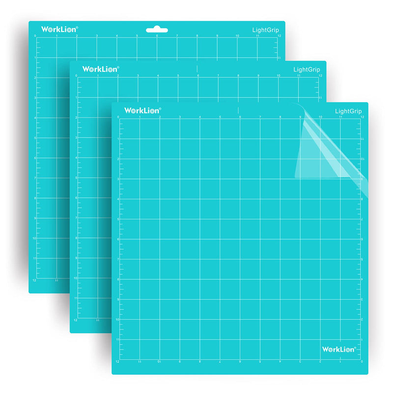 WORKLION LightGrip Cutting-Mat for Silhouette Cameo: (12x12 inch, 3 Mats) Light Adhesive Sticky Craft Vinyl Blue Cut Mats Replacement Accessories for Silhouette Cameo 4/3/2/1 Blue for Cameo 12''x12'' (3 Mats) - NewNest Australia
