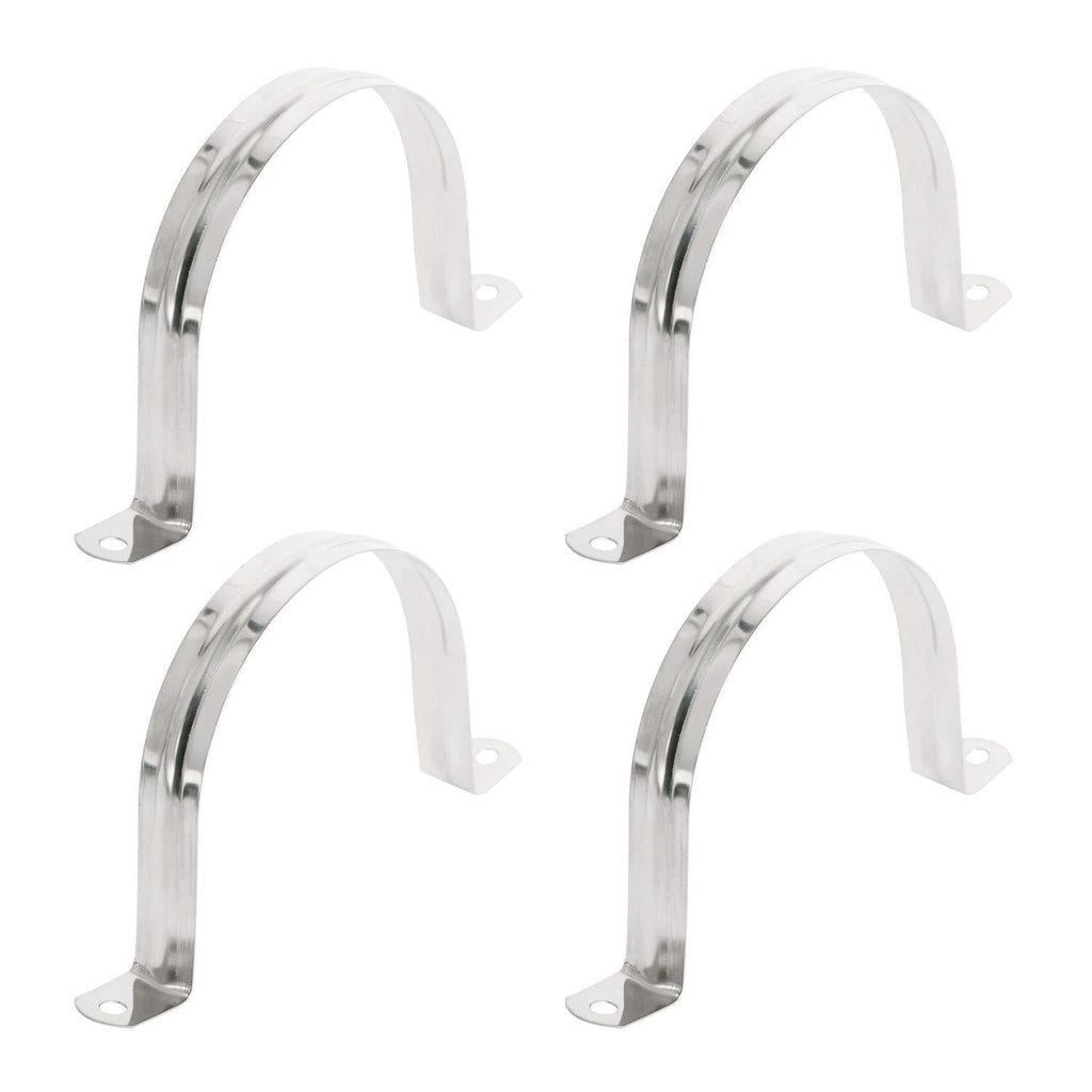 Aopin 80mm Rigid Pipe Strap Clamp 2 Holes Strap U Bracket Tube Strap Tension Clips 201 Stainless Steel, for Pipe Fixing, Silver, 4Pcs - NewNest Australia