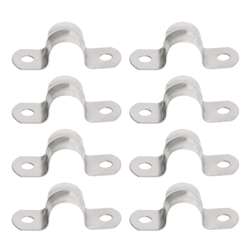 Aopin 16mm Rigid Pipe Strap Clamp 2 Holes Strap U Bracket Tube Strap Tension Clips 201 Stainless Steel, for Pipe Fixing, Silver, 8Pcs - NewNest Australia