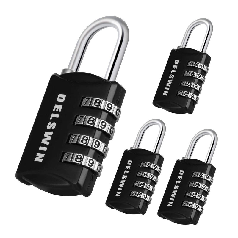 Combination-Padlock 4-Digit-Gym-Locker-Lock - 4 PCS Resettable Combo Lock for Toolbox School Employee Locker Weatherproof Travel Lock for Luggage Backpack Gate Shed Black1 - NewNest Australia