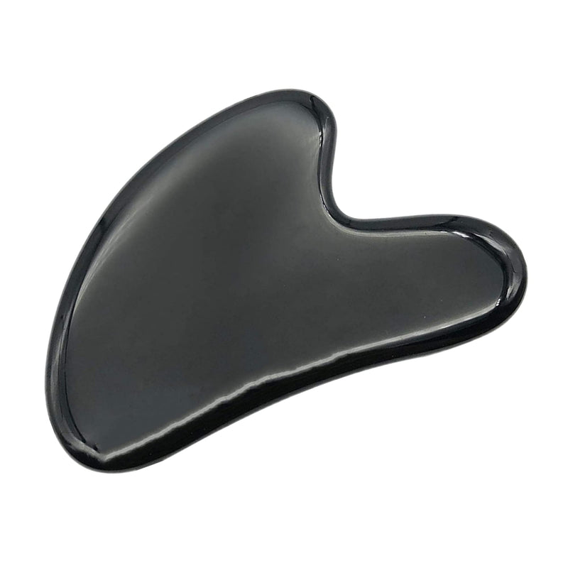 Bacatgem 1 Pcs Natural Black Obsidian Scraping Facial Massage Tools, Crystal Jade Guasha Stone Board for SPA Acupuncture Therapy Trigger Point Treatment - NewNest Australia