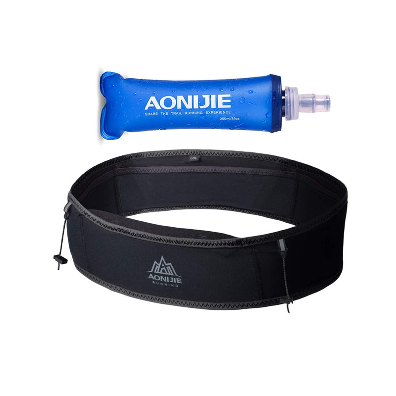 AONIJIE Hydration Belt Running Fanny Pack, with 250ml Soft Water Bottle Flask Phone Holder for Trailing Running Climbing Jogging Cycling Workout Fitness 3 Colors (Black, M/L) Black - NewNest Australia